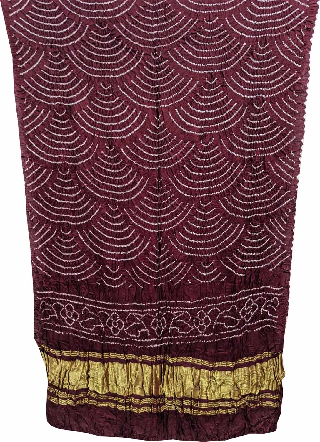 Elegant Maroon Bandhani Silk Dupatta - Luxurion World
