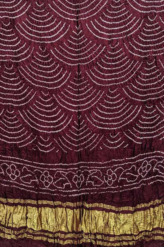 Elegant Maroon Bandhani Silk Dupatta - Luxurion World