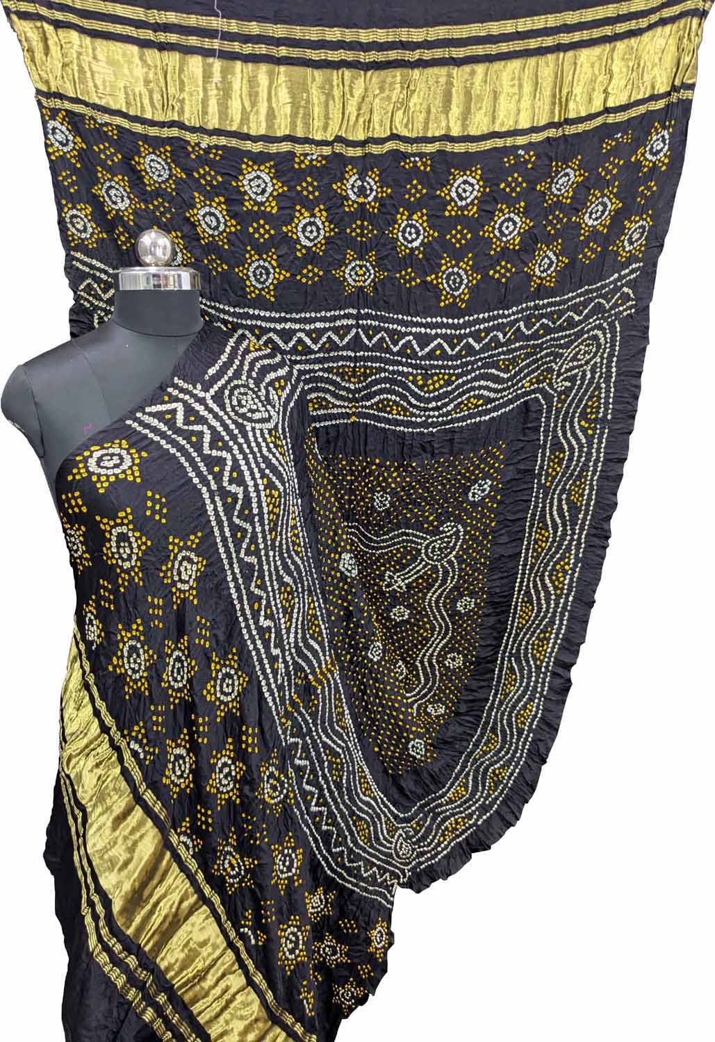 Elegant Black Bandhani Silk Dupatta - Luxurion World