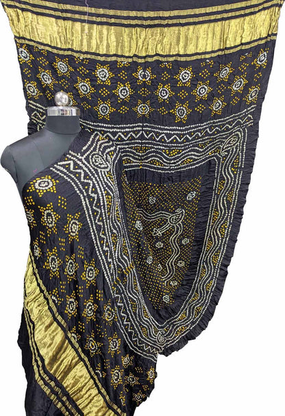 Elegant Black Bandhani Silk Dupatta - Luxurion World