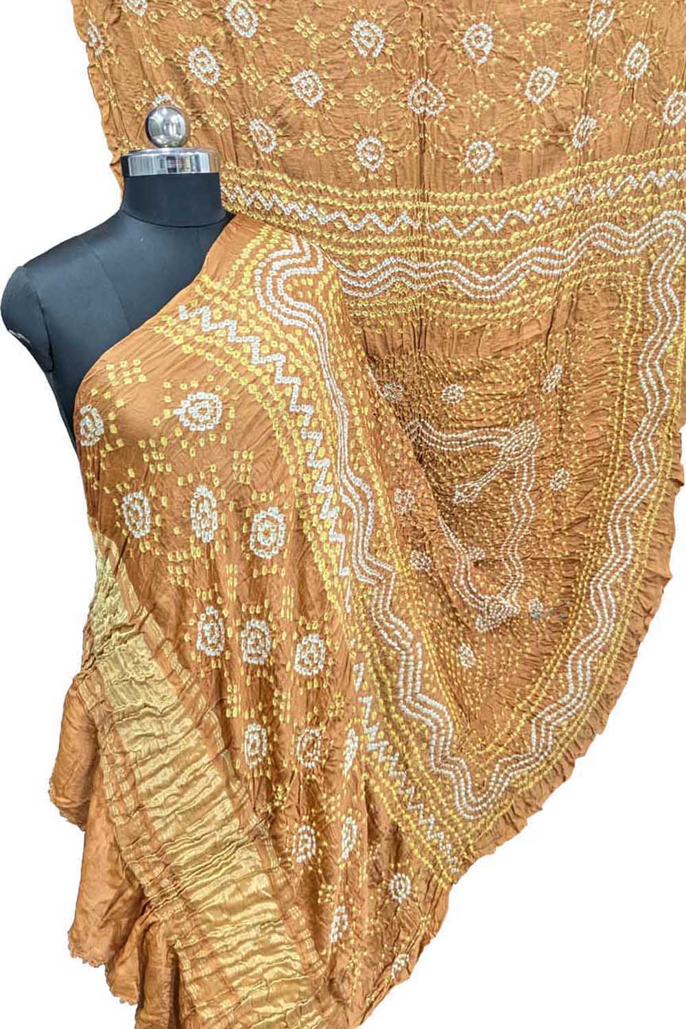 Elegant Brown Bandhani Gajji Silk Dupatta - Luxurion World