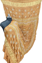 Elegant Brown Bandhani Gajji Silk Dupatta - Luxurion World- Crafted Heirlooms
