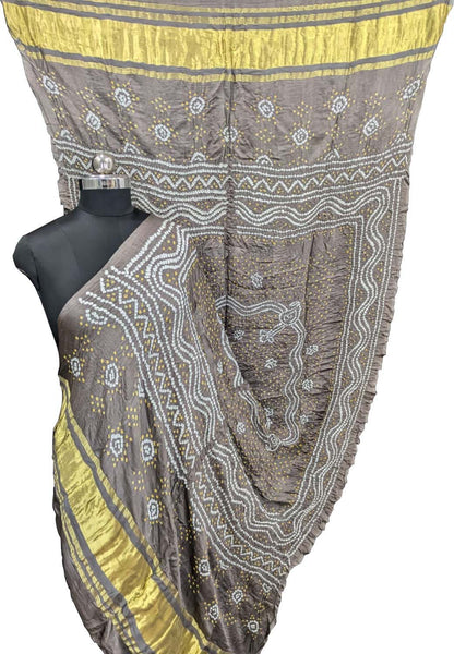 Elegant Grey Bandhani Gajji Silk Dupatta - Luxurion World
