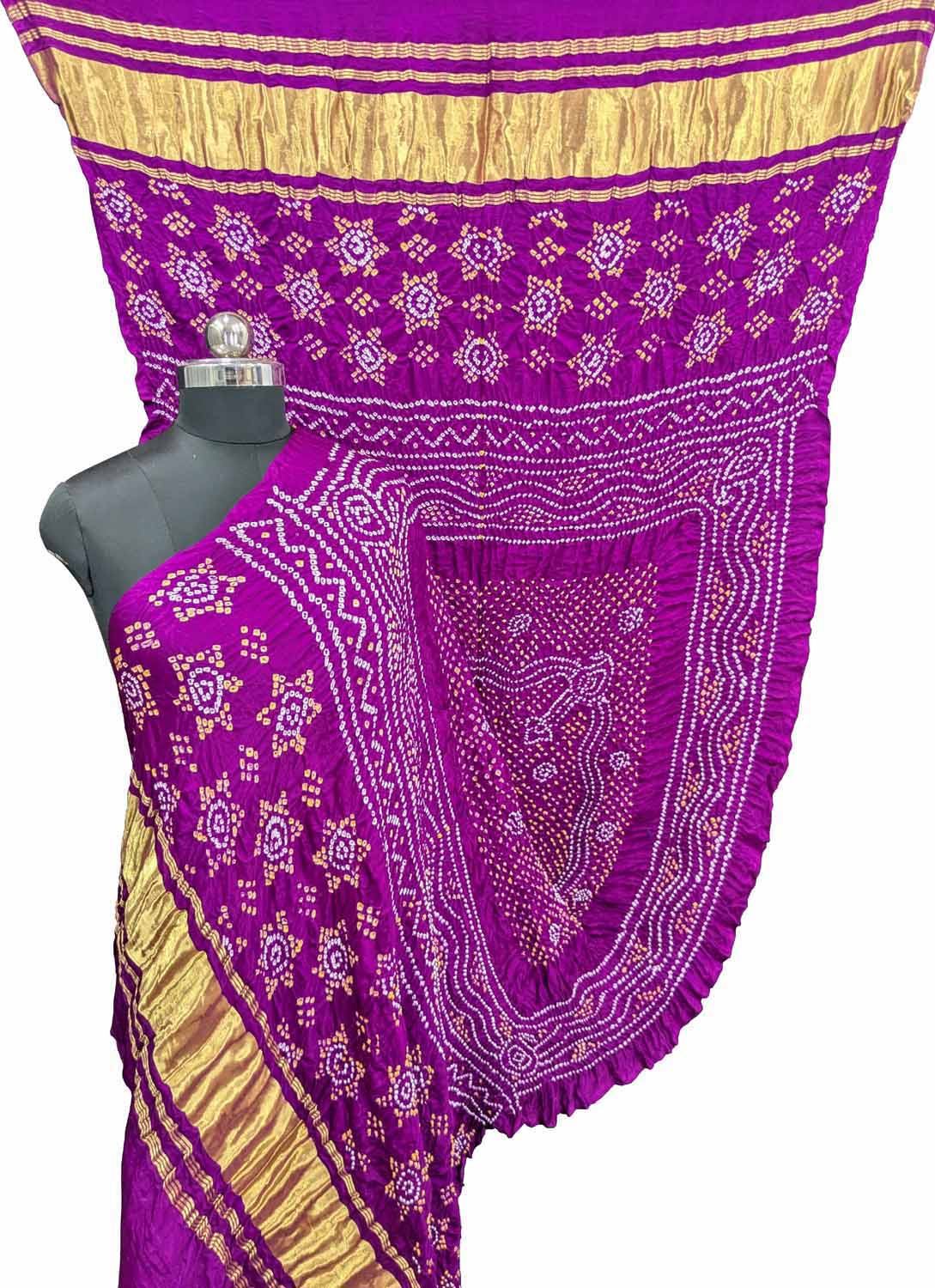 Vibrant Purple Bandhani Gajji Silk Dupatta - Luxurion World