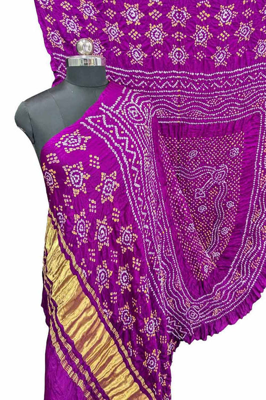Vibrant Purple Bandhani Gajji Silk Dupatta - Luxurion World