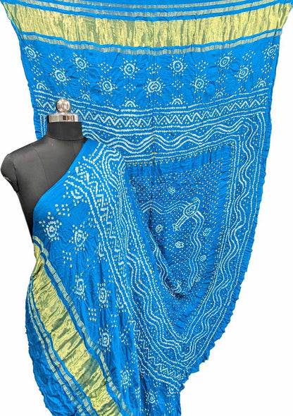 Blue Bandhani Gajji Silk Dupatta - Pure Elegance - Luxurion World