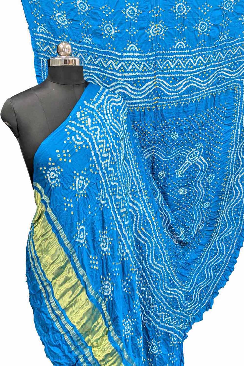 Blue Bandhani Gajji Silk Dupatta - Pure Elegance - Luxurion World