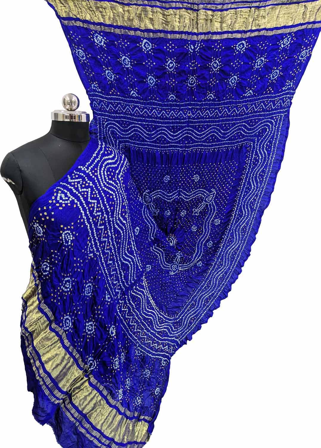 Blue Bandhani Gajji Silk Dupatta - Elegant and Stylish - Luxurion World