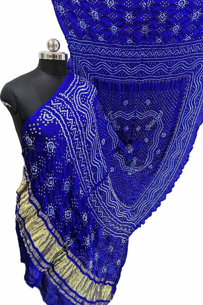 Blue Bandhani Gajji Silk Dupatta - Elegant and Stylish - Luxurion World