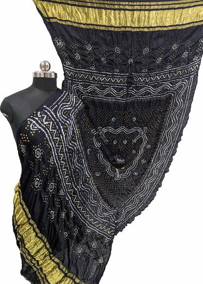 Elegant Black Bandhani Gajji Silk Dupatta - Luxurion World