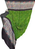 Green Bandhani Ajrakh Gajji Silk Dupatta - Luxurion World