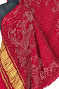 Stunning Red Bandhani Gajji Silk Peacock Dupatta - Luxurion World