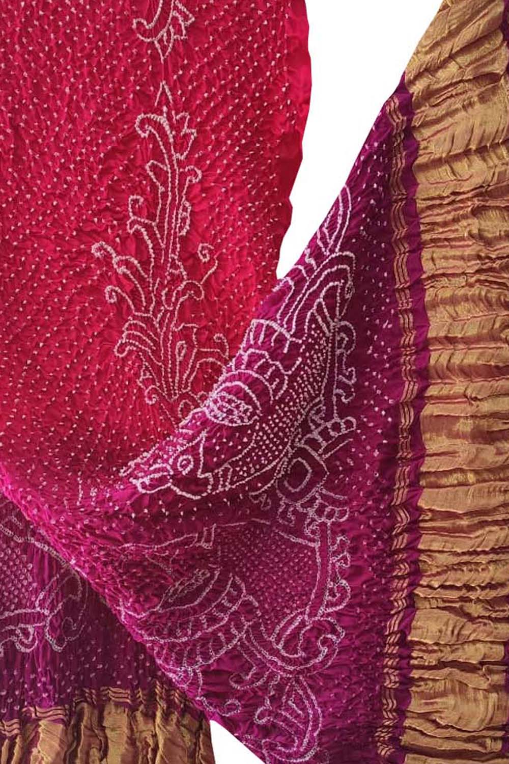 Peacock Design Gajji Silk Bandhani Dupatta - Luxurion World