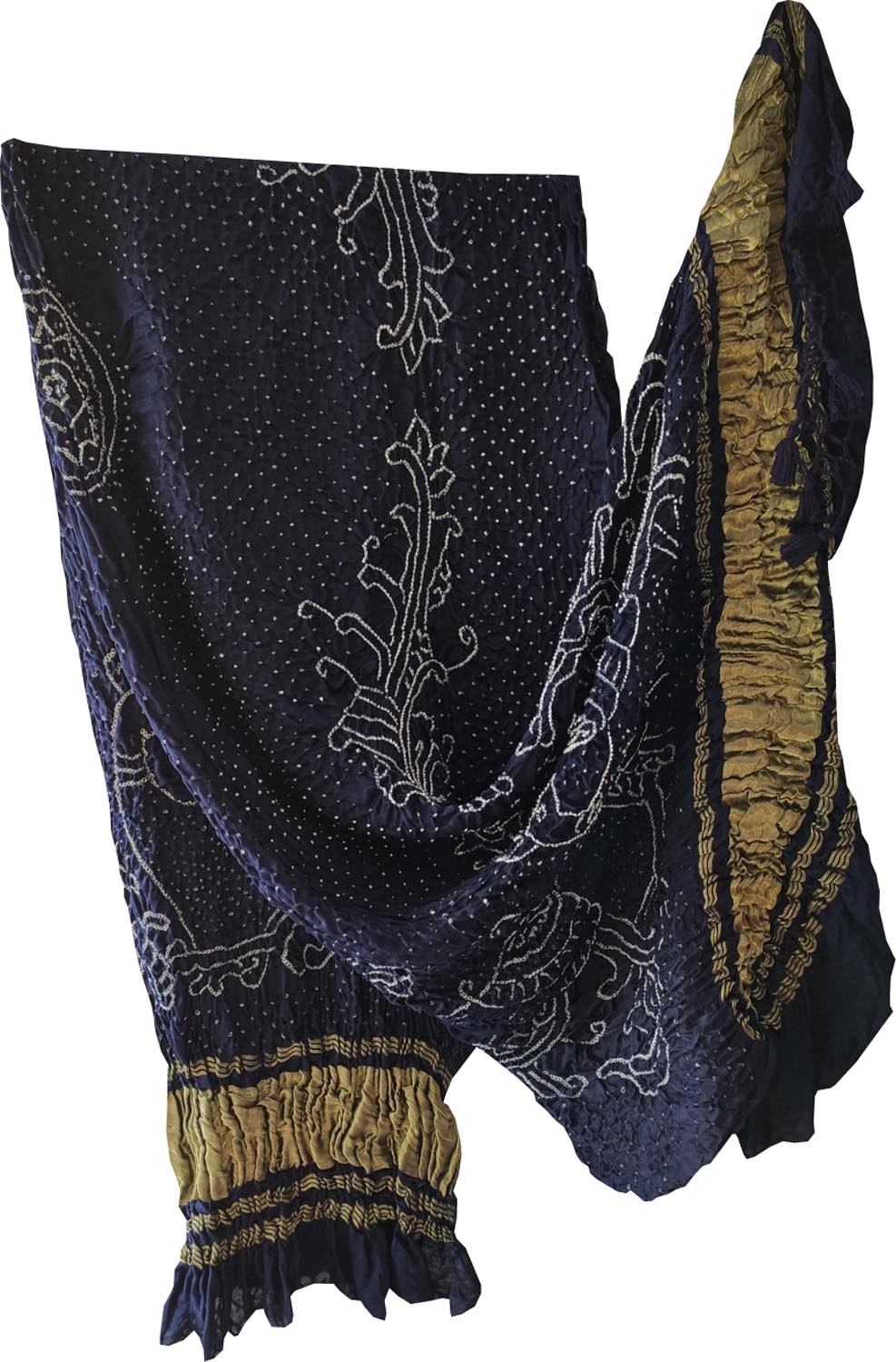 Blue Bandhani Gajji Silk Peacock Dupatta - Luxurion World