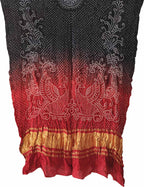 Stunning Black & Red Gajji Silk Peacock Dupatta - Luxurion World