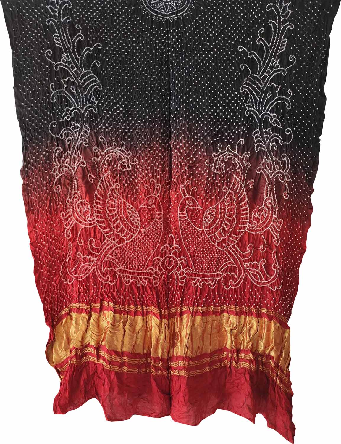 Stunning Black & Red Gajji Silk Peacock Dupatta - Luxurion World