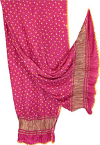 Stunning Pink Bandhani Modal Silk Dupatta - Luxurion World