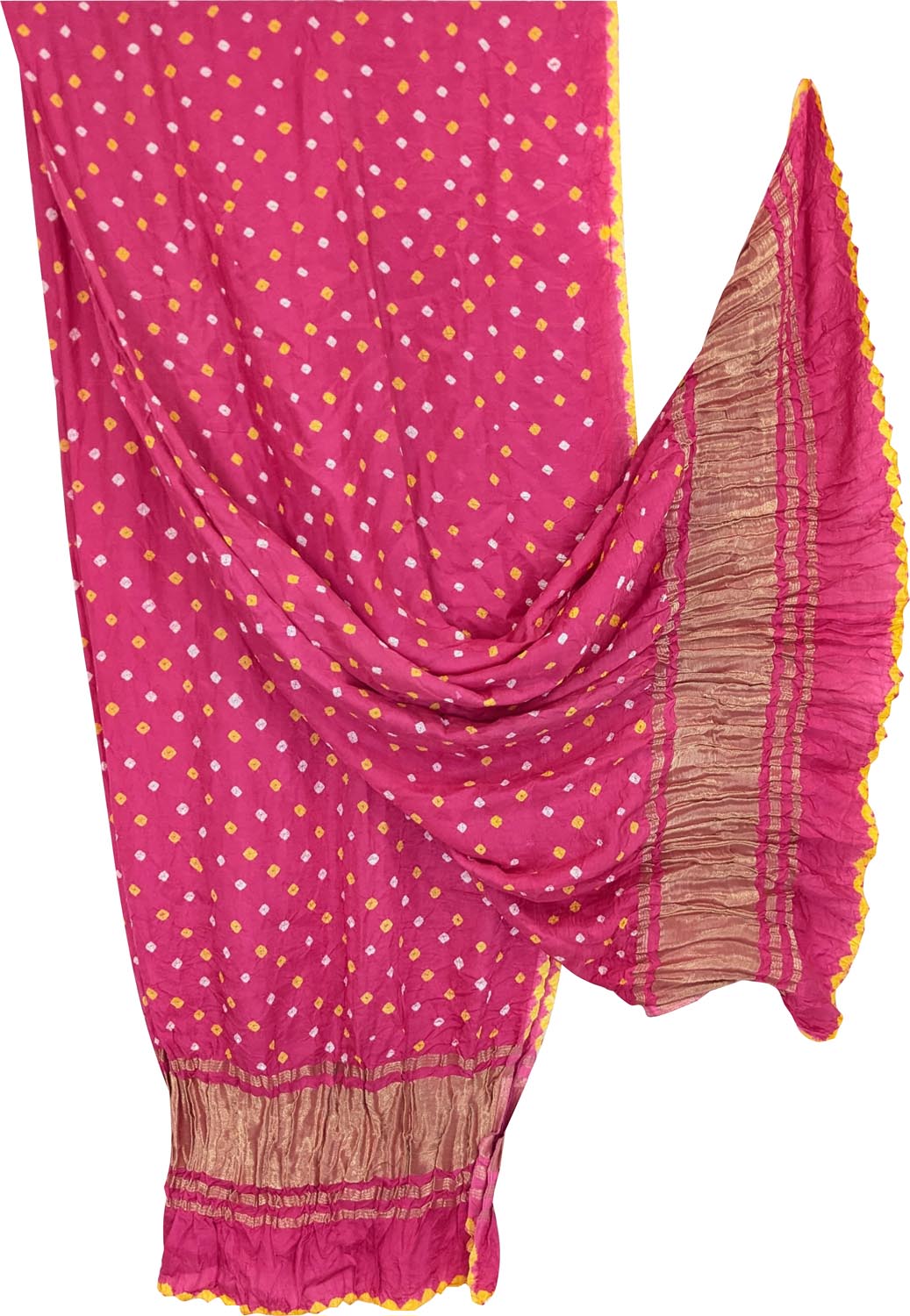Stunning Pink Bandhani Modal Silk Dupatta - Luxurion World