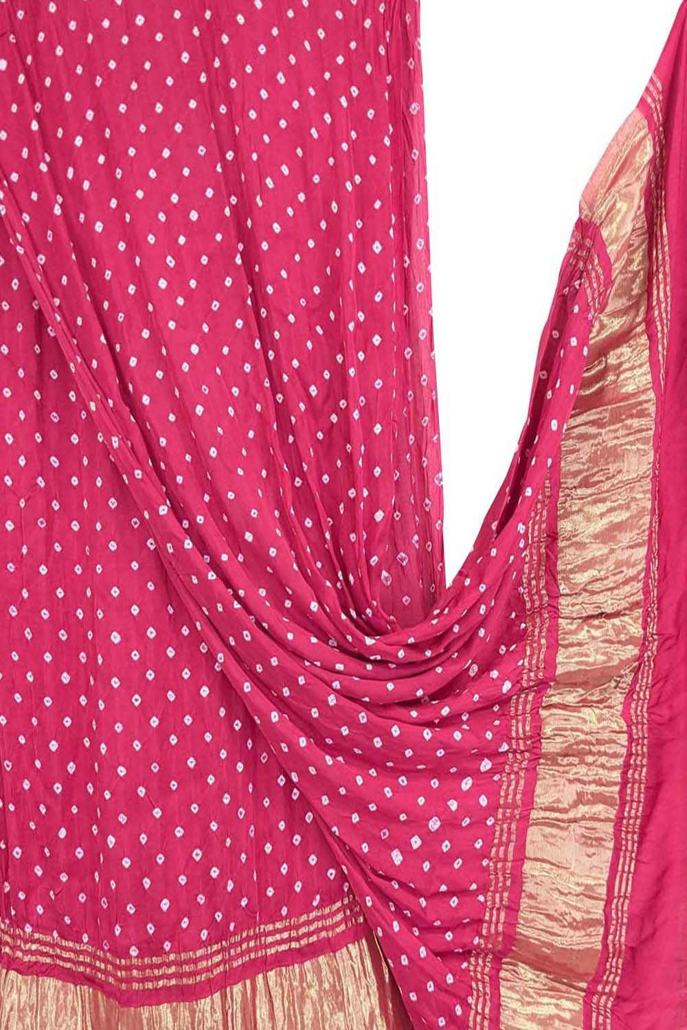 Stunning Pink Bandhani Modal Silk Dupatta - Luxurion World