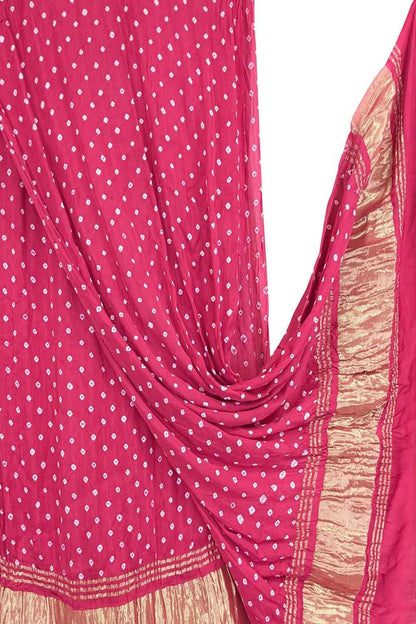 Stunning Pink Bandhani Modal Silk Dupatta - Luxurion World