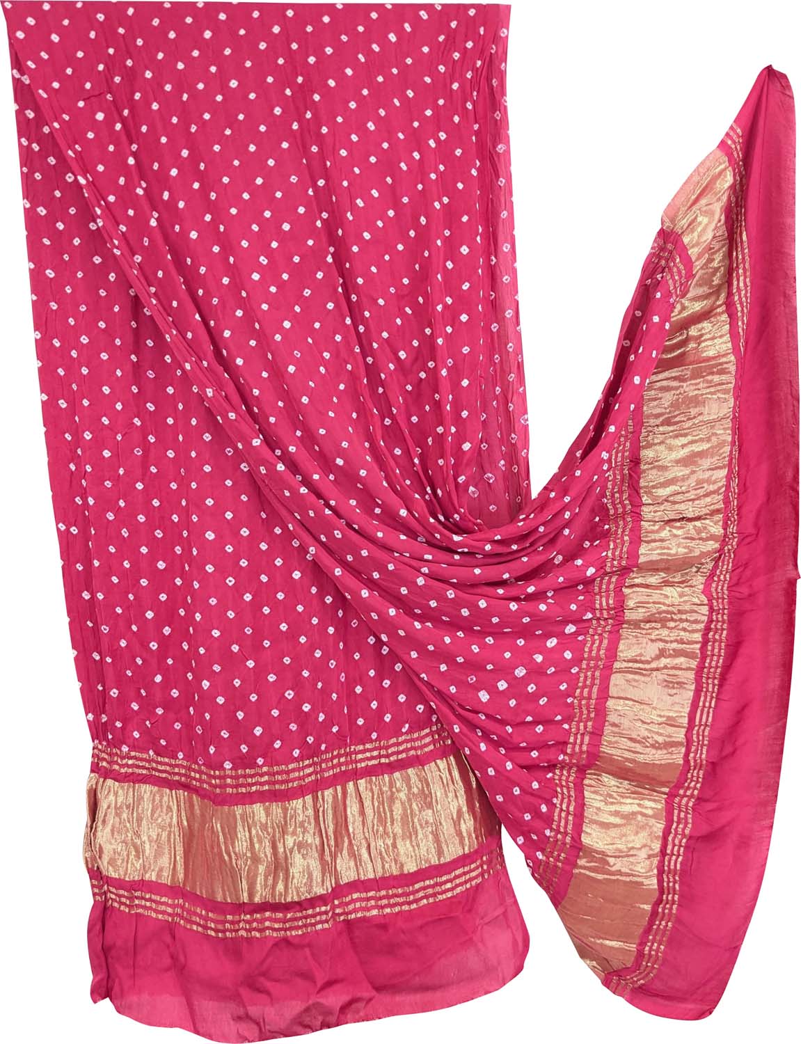 Stunning Pink Bandhani Modal Silk Dupatta - Luxurion World