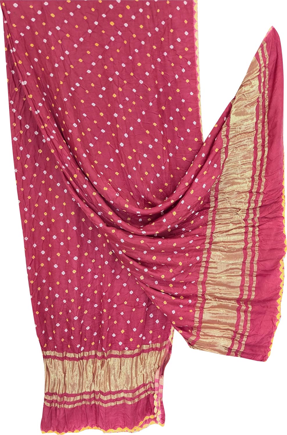 Stunning Pink Bandhani Modal Silk Dupatta - Luxurion World