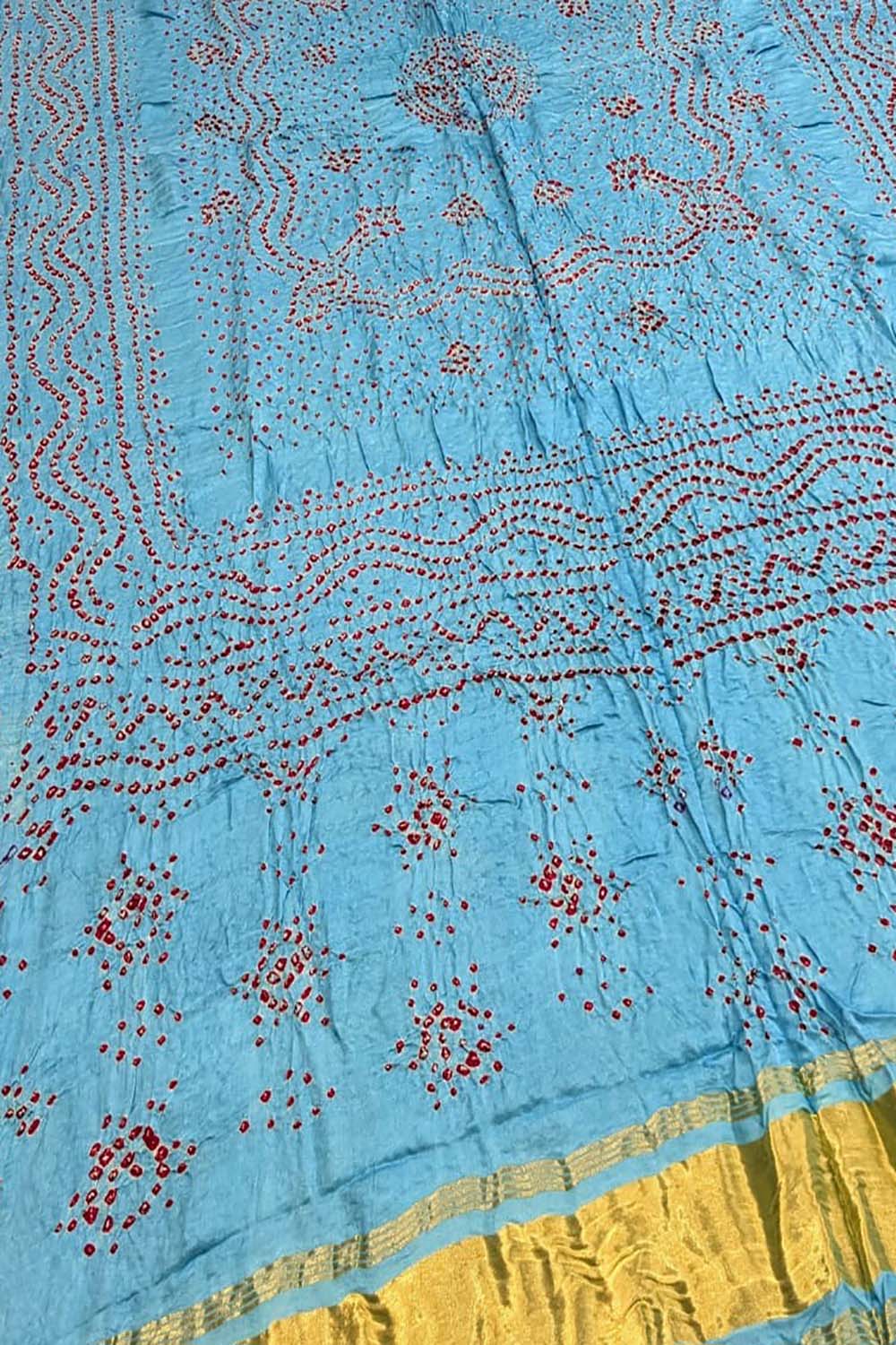 Blue Bandhani Gajji Silk Dupatta - Elegant and Luxurious - Luxurion World