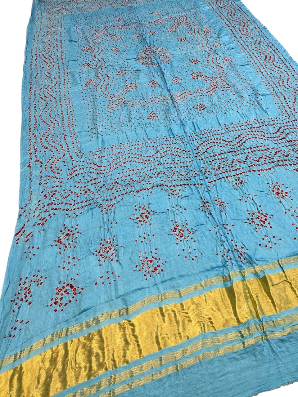 Blue Bandhani Gajji Silk Dupatta - Elegant and Luxurious - Luxurion World