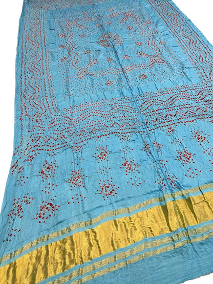 Blue Bandhani Gajji Silk Dupatta - Elegant and Luxurious - Luxurion World