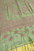 Green Bandhani Gajji Silk Dupatta - Pure Elegance - Luxurion World