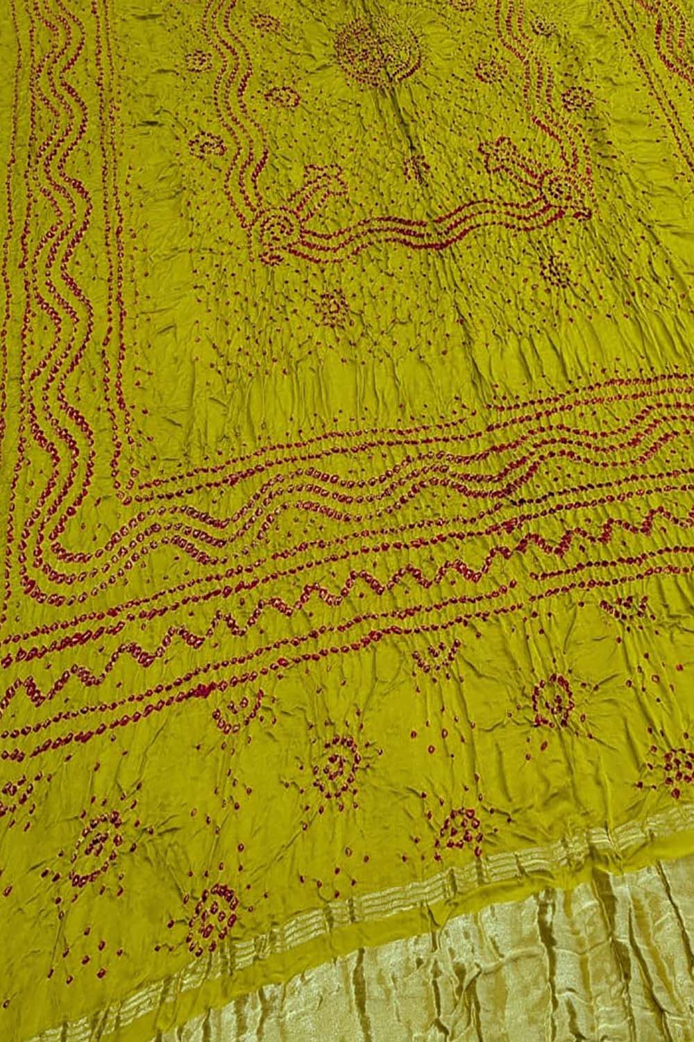 Green Bandhani Gajji Silk Dupatta - Pure Elegance - Luxurion World