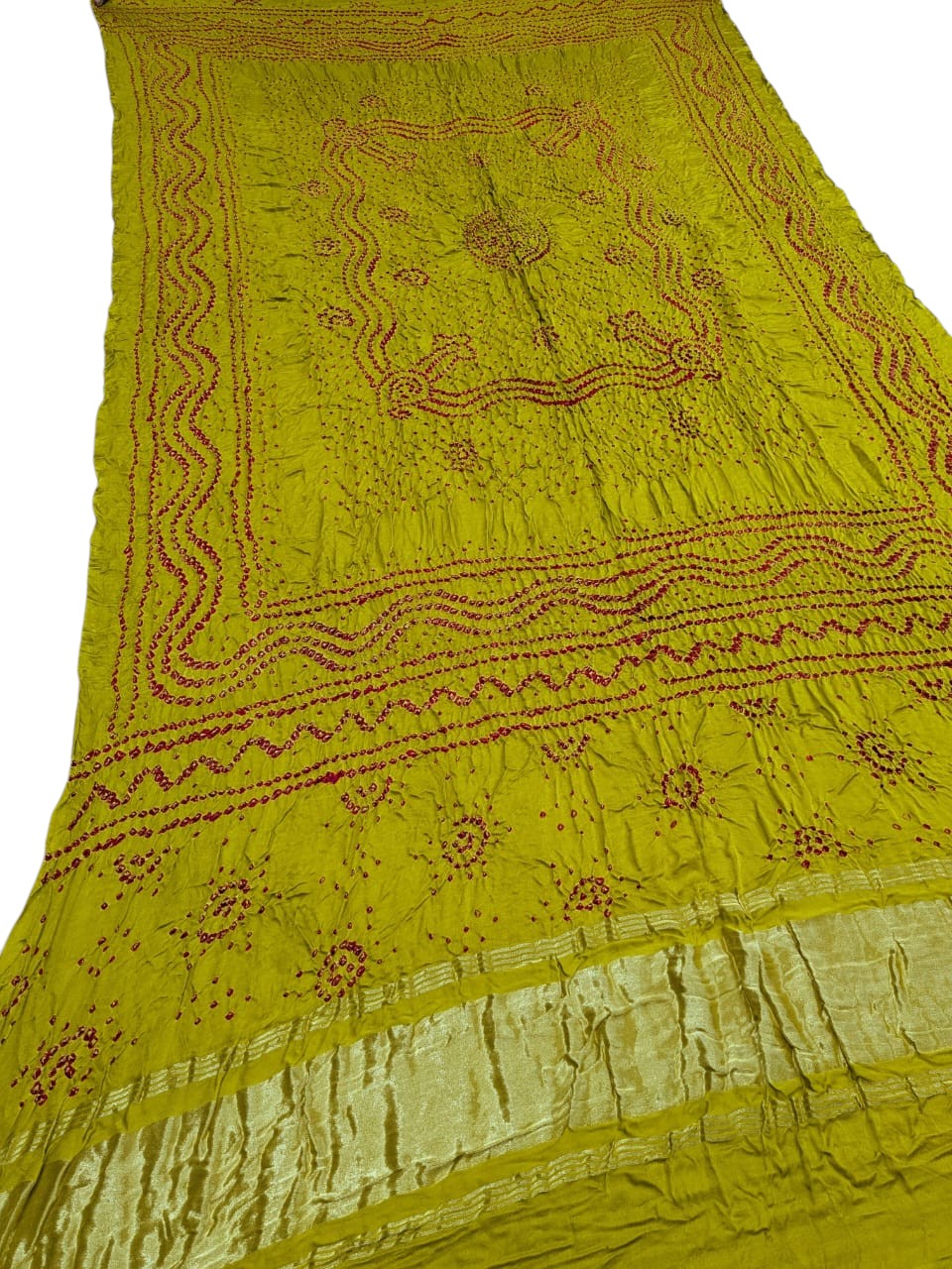 Green Bandhani Gajji Silk Dupatta - Pure Elegance - Luxurion World