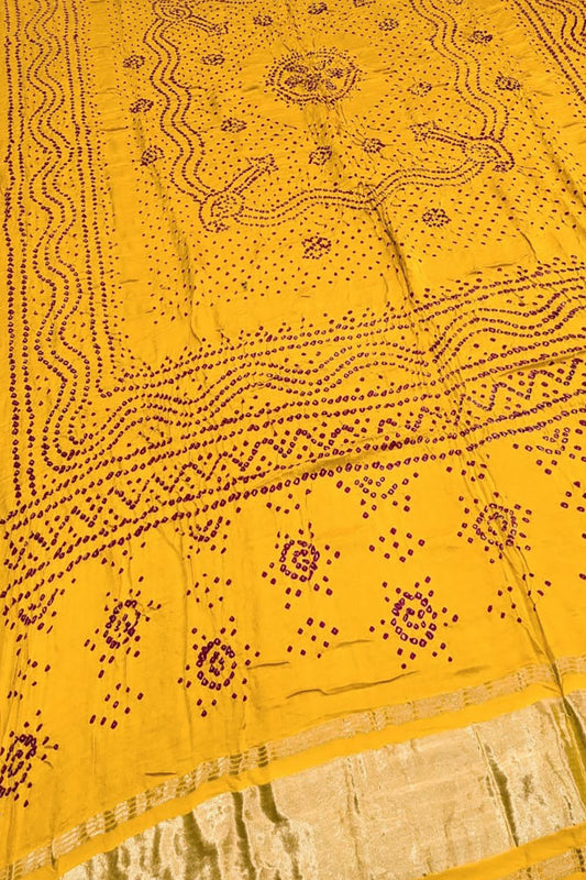 Yellow Bandhani Gajji Silk Dupatta - Elegant and Vibrant - Luxurion World