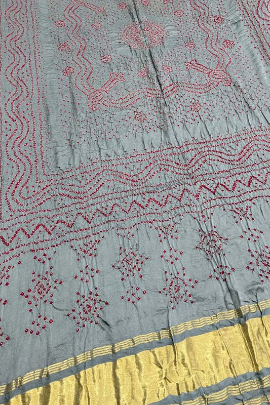 Elegant Grey Bandhani Gajji Silk Dupatta - Luxurion World