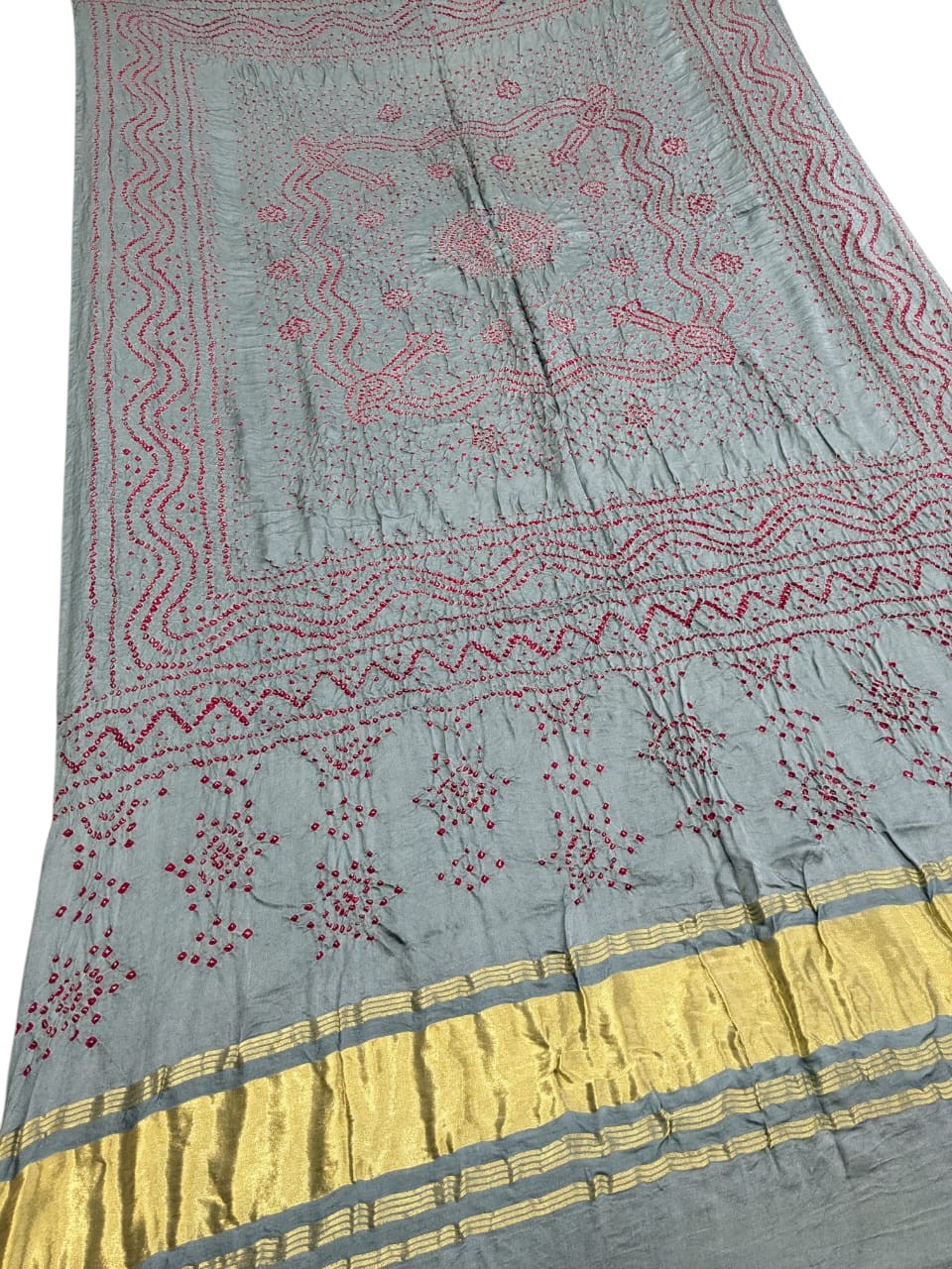 Elegant Grey Bandhani Gajji Silk Dupatta - Luxurion World