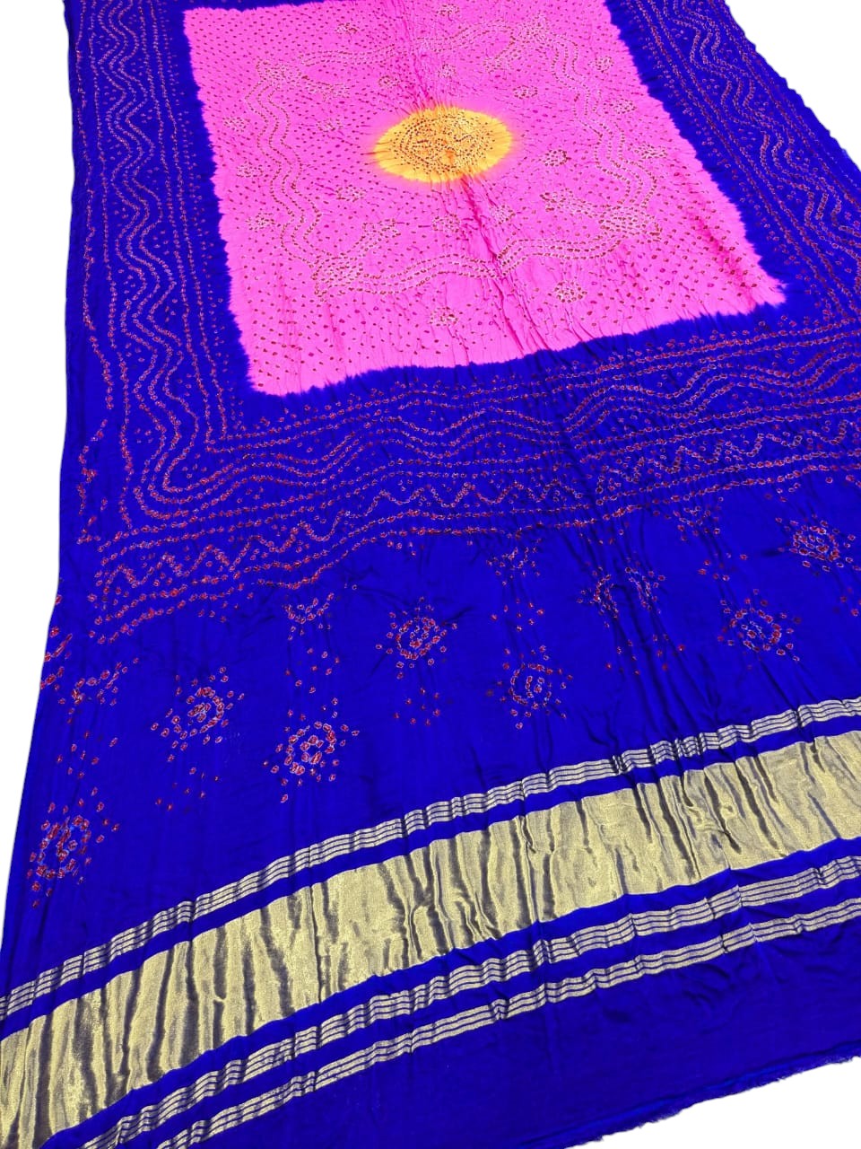 Blue Bandhani Gajji Silk Dupatta - Pure Elegance - Luxurion World