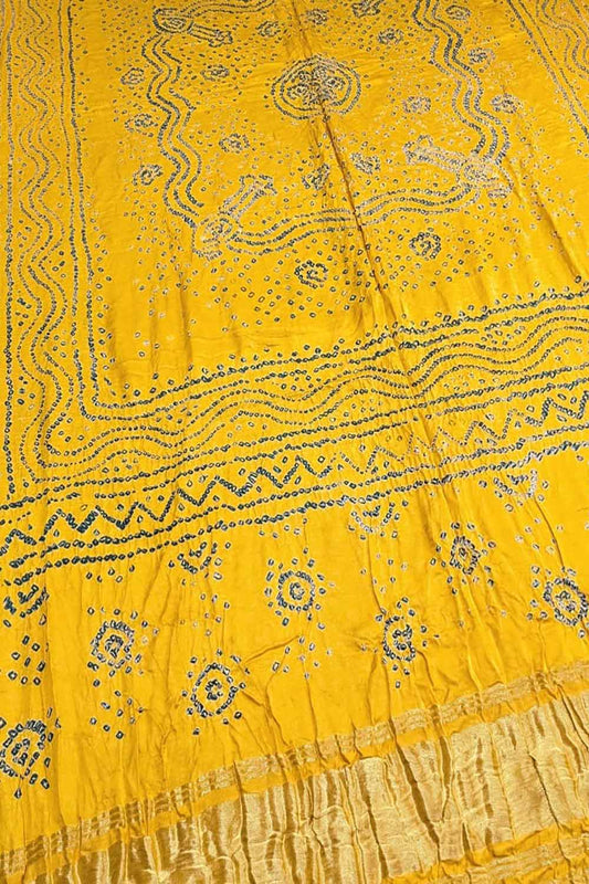 Vibrant Yellow Bandhani Gajji Silk Dupatta - Luxurion World