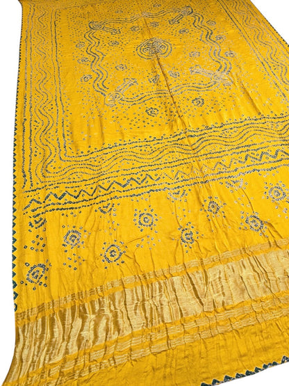 Vibrant Yellow Bandhani Gajji Silk Dupatta - Luxurion World