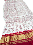 Elegant White Bandhani Gajji Silk Dupatta - Luxurion World