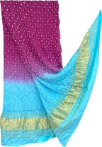 Stunning Purple And Blue Bandhani Modal Silk Dupatta - Luxurion World