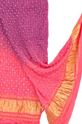 Stunning Pink Bandhani Modal Silk Dupatta - Luxurion World