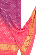 Stunning Pink Bandhani Modal Silk Dupatta - Luxurion World