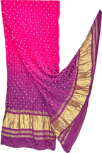 Pink And Purple Bandhani Modal Silk Dupatta - Elegant & Vibrant - Luxurion World