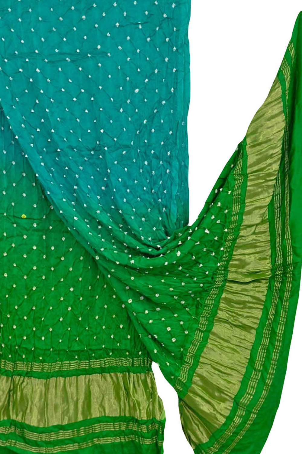 Blue And Green Bandhani Modal Silk Dupatta - Elegant Style - Luxurion World