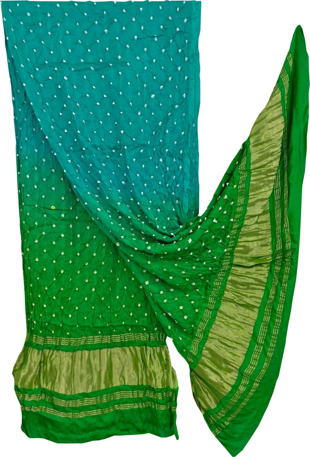Blue And Green Bandhani Modal Silk Dupatta - Elegant Style - Luxurion World
