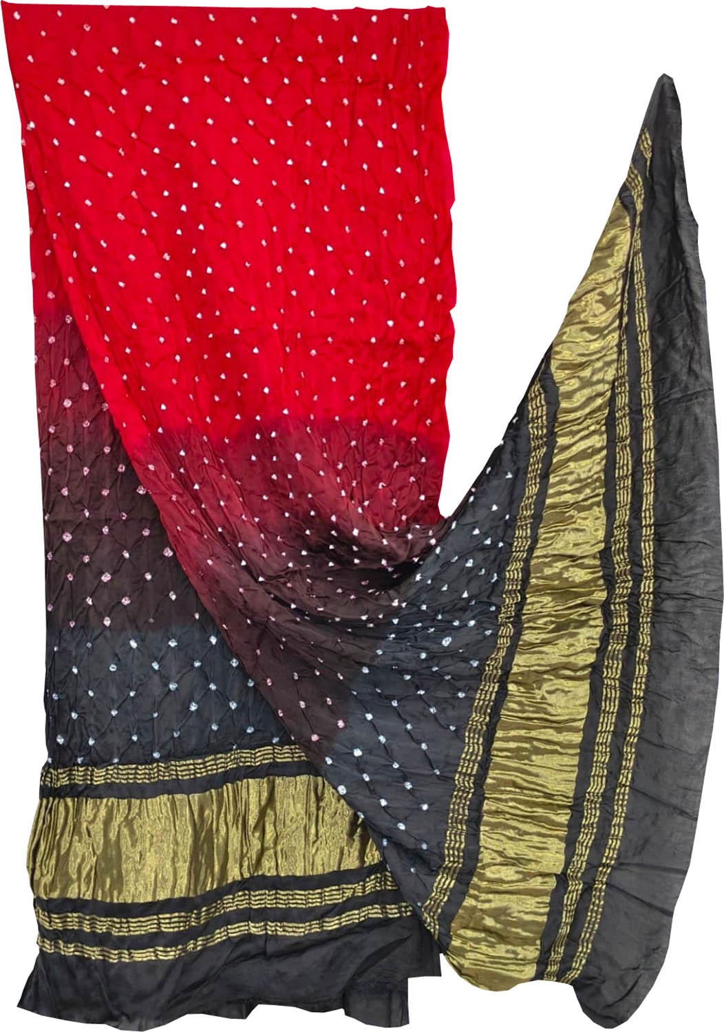 Stunning Red And Black Bandhani Modal Silk Dupatta - Luxurion World