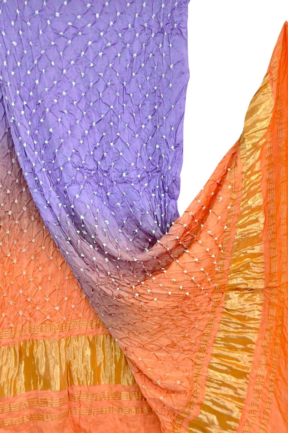 Purple And Orange Bandhani Modal Silk Dupatta - Luxurion World
