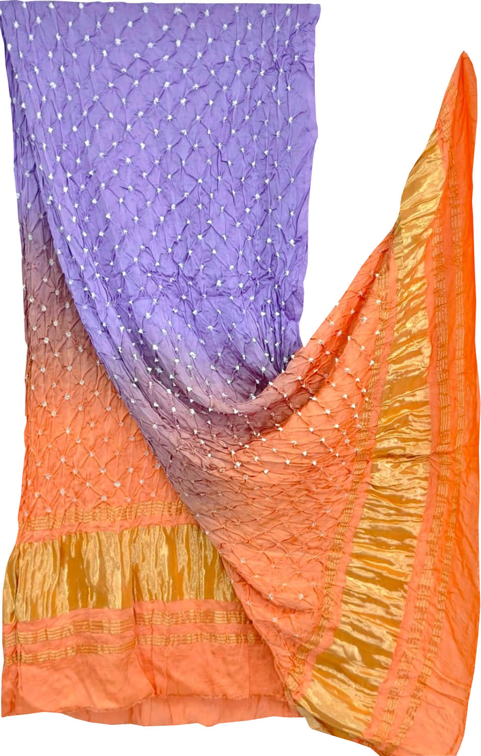 Purple And Orange Bandhani Modal Silk Dupatta - Luxurion World