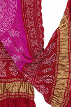 Stunning Pink Bandhani Pure Gajji Silk Dupatta - Luxurion World- Crafted Heirlooms