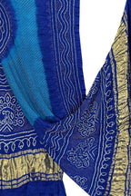 Blue Bandhani Pure Gajji Silk Dupatta - Elegant and Luxurious - Luxurion World- Crafted Heirlooms